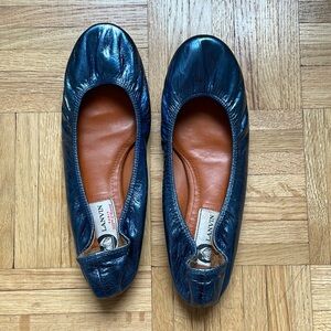 Lanvin blue metallic ballet flats